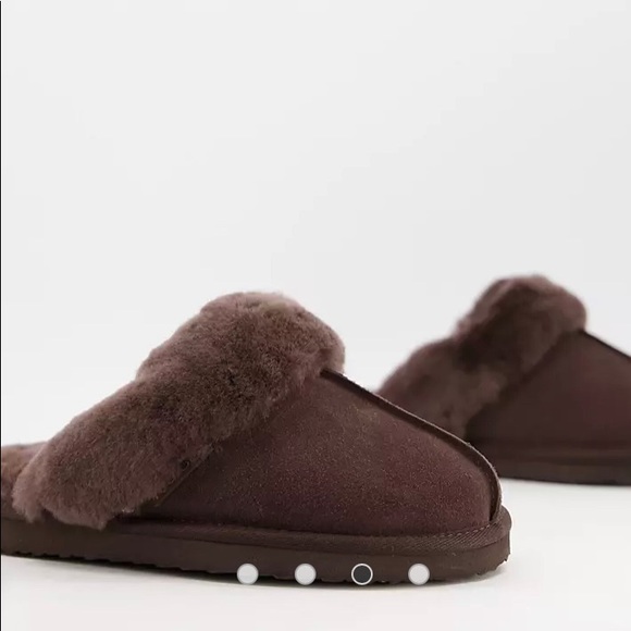 Redfoot platform shearling slippers shoes Chocolate Brown, Dorm, warm cozy shoes - Picture 4 of 5